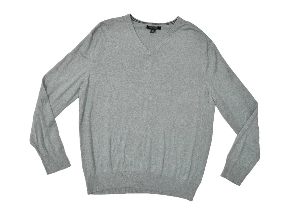 Banana Republic Luxury Blend V-Neck Sweater Men's XL Gray Silk Cotton Cashmere
